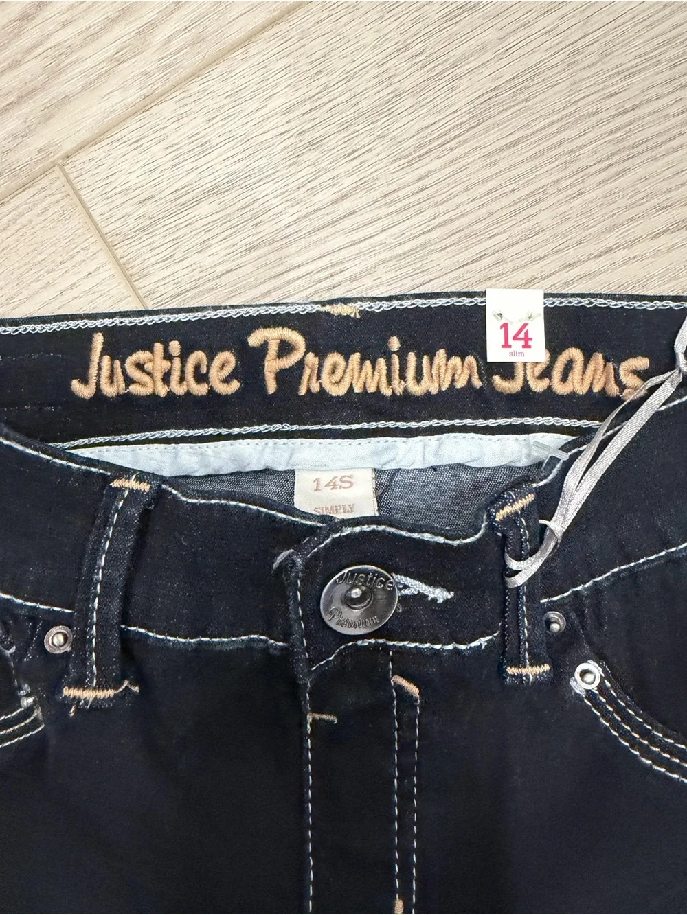 Justice Black Skinny Jeans with Contrast Stitching